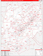 Scranton-Wilkes-Barre-Hazleton Metro Area Wall Map Red Line Style